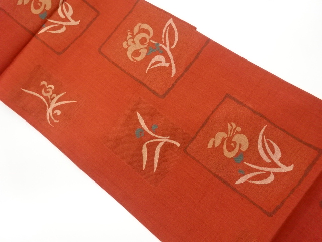 JAPANESE KIMONO / VINTAGE FUKURO OBI / WOVEN FLOWERS